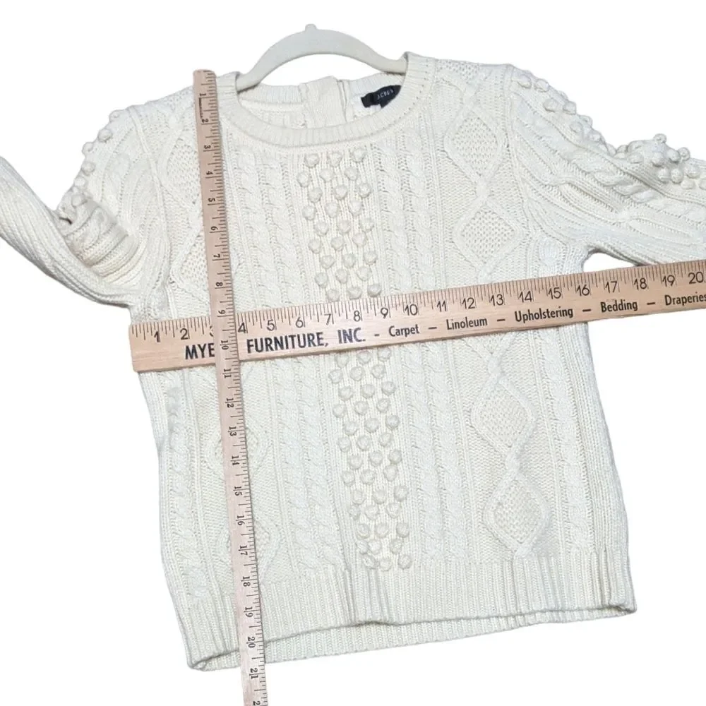 J. Crew button back cable knit crew neck sweater size XS